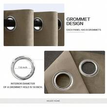 2 Panels Blackout Curtains Solid Soft Grommet Mustard Yellow Thermal Insulated Soundproof Room Darkening Curtains/Drapes/Panels Fall Living Room Bedroom 52 X 90 Inch - 灰褐色 - 查看 2
