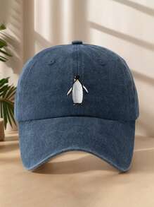 1pc Unisex Embroidered Penguin Cute Fashion Camping Fishing Baseball Cap, Outdoor Casual All Season Curved Brim Hat, Soft Crown Stylish Cap, Adjustable Size, Suitable For Daily Matching, Holiday Gift
