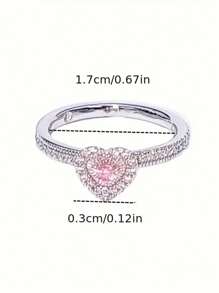 1pc Minimalist Cubic Zirconia Adjustable Ring, Suitable For Girls, Everyday And Wedding Wear - Silver - View 6