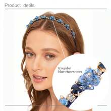 优雅蓝色水晶头带女士发饰，适合婚礼、新娘和伴娘礼物 - 迷人头饰、万圣节服装配饰和节日/生日假期必备配饰