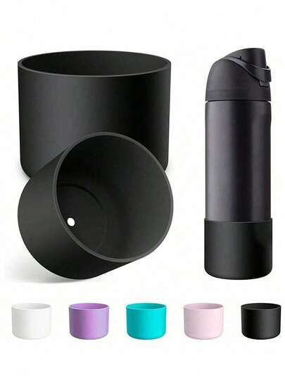 2 st. 7,5-9 cm silikonfodral för vattenflaskor, passar 24oz 32oz 40oz, halkfritt skyddslock med bottenstötfångare, lämplig för tumblers, vrid-och-vänd-vattenflaskor i rostfritt stål