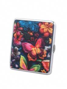 1pc Vintage Printed Leather Cigarette Case Smoking Accessory Holiday Gift - Multicolor - View 13