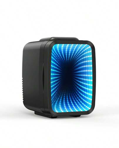 DOVAMAN 4-Liter-Minikühlschrank fürs Gaming-Zimmer, 6 Dosen, blinkende RGB-Lichter, leise kühl und warm