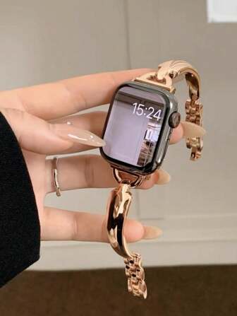 1 件玫瑰金女士手链表带，优雅小众设计，适用于 1-10、SE、38 毫米 40 毫米 41 毫米 42 毫米 44 毫米 45 毫米 49 毫米