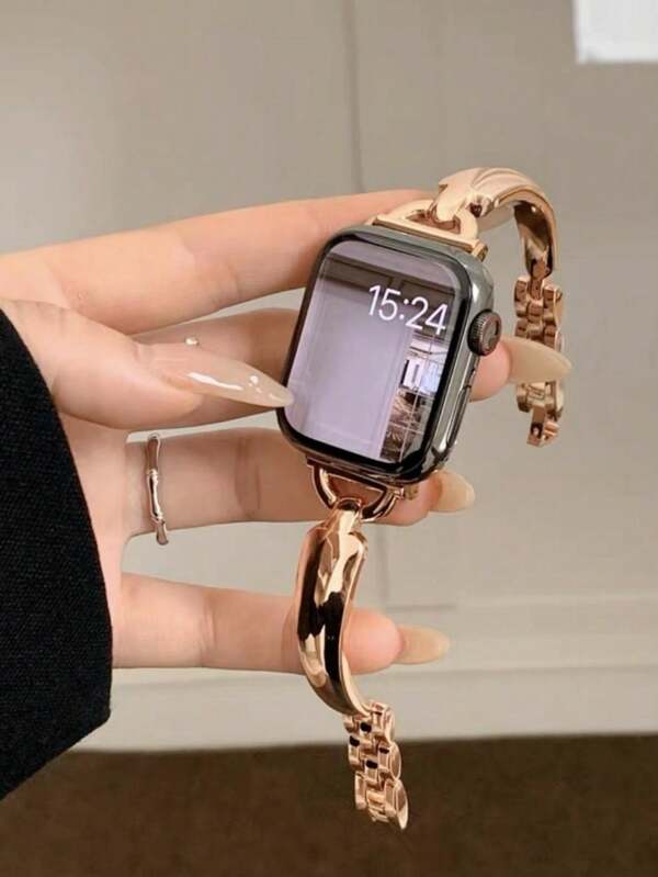 1pc Rose Gold Women's Bracelet Watch Band, Elegant Niche Design Suitable For Apple Watch 1-10, SE, 38mm 40mm 41mm 42mm 44mm 45mm 49mm
