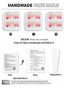 10Pcs/Set Summer Kawaii Short Round Press On Nails - Japanese Sweet Style Square Shape With Shell Accents, Beach Holiday Design, Internet Celebrity Viral Fake Nails For Back To School & July Nail Art Nail Supplies Nails - Multicolor - View 5