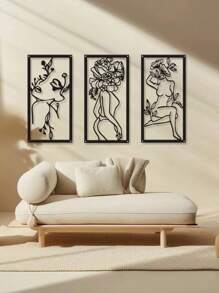 1 件抽象女性线条金属装饰壁挂艺术品，个性化艺术空心铁艺墙画，适用于家庭白墙、客厅、餐厅、卧室、浴室、情人节礼物