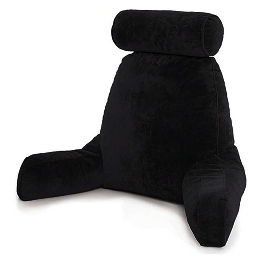 FELIN Almohada de lectura grande, almohada con funda de terciopelo para adultos, adolescentes y niños; soporte lumbar, siéntese en la cama para eliminar el reflujo, resistente a las manchas, funda removible - Negro - Ver 1