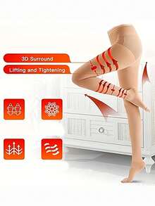 2 Pairs Women High Waist Compression Tights, Suitable For Autumn/Winter, Cozy - Multicolor - View 4