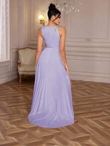 High-End Elegant 3D Flower High Slit Evening Gown, Party Dress, Wedding Guest Dress, Formal Dress, Evening Dress