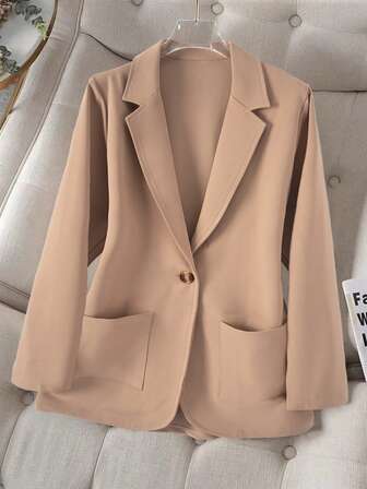 时尚通勤简约西装外套，休闲长袖女式夹克