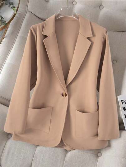 时尚通勤简约西装外套，休闲长袖女式夹克