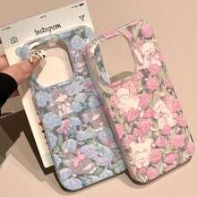 Funda para phone 16, 15, 13 Funda para teléfono con diseño de plumas de gato, pantalla completa, gasa, IMD, 14, 12, 11 Pro, 14, 15, 16 Plus. - Rosa Pálido - Ver 3