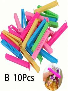 40个食品袋芯片夹（颜色随机），便携式食品保鲜密封夹，可重复使用防潮防尘夹，适用于各种塑料袋和零食袋，厨房收纳和储物，厨房配件，厨房小工具，适用于卧室、旅行、办公室、学校