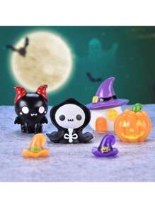 每套 6 件，可爱南瓜灯、幽灵、吸血鬼、微型景观、多肉植物、小装饰品，适用于万圣节、万圣节装饰、秋季装饰、万圣节物品、万圣节配件、万圣节派对、家居装饰、万圣节户外装饰和树脂用品 - 彩色 - 查看 15