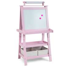 Lifezeal Kids Art Easel Double Sided Chalkboard Magnetic Whiteboard With Storage Tray - Pink - View 1