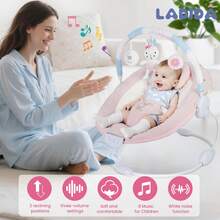 Portable Automatic Baby Rocking Chair With Music & Vibration, Removable Bar, Adjustable Recline, For Babies 0–6 Months, Max 9kg - Pink - View 3