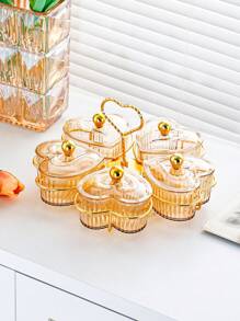 1 set de plateau à compartiments en forme de cœur, plateau à café pour salon, assiette à fruits secs, assiette à desserts, assiette en forme de pastèque, bol à bonbons moderne en forme de tournesol, plateau à graines de tournesol, boîte de rangement pour fruits secs