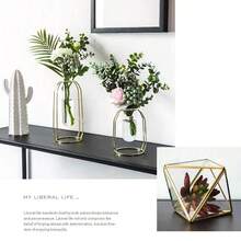 1 Stück Metallrahmen Goldene Vase, moderne kreative Hydroponik Vase, dekorative Heimdekoration für Wohnzimmer, Esszimmertisch, Bürotisch, Blumen- & Trockenblumenarrangement Raumdekoration Blumenvase Glasvase