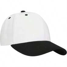 Bulk Lot 12-Pack Adjustable Size Plain Blank Solid Color Baseball Caps - White/Black - View 3