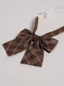 1 Set Classic School Uniform Plaid Tie & Bow Tie Combo - Multicolor - View 3