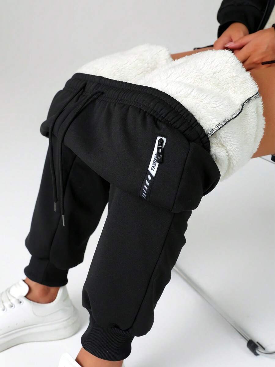 1pc Women's Thermal Lined Warm Sports Pants, Windproof & Thermal, Casual Joggers Trousers For Autumn/Winter