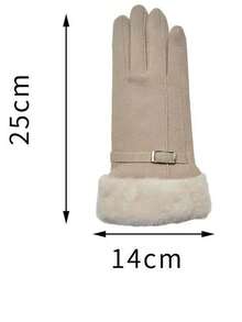 1双米色加厚保暖触屏手套，秋冬 - 米色 - 查看 3