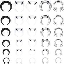 Milacolato 30Pcs Septum Pincher Tapers 16G 14G 12G 10G 8G 6G Horseshoe Septum Rings Acrylic Stainless Steel C Shape Septum Piercing Jewelry Nose Ear Cartilage Septum Stretching Kit For Women Men