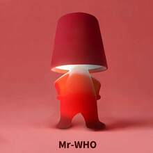 Touch Control Bedside Table Lamp - Color Changing LED Desk Light With Soft Fabric Shade & Gold Deco, Stylish Accent Lighting For Bedroom/Office - 紅色 - 查看 1