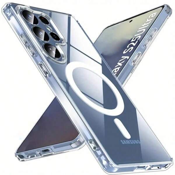 Étui de téléphone magnétique Magsafe pour Galaxy S25 Ultra S24 Ultra S23 Ultra S22 Plus S21 FE, Étui de protection en acrylique transparent et fin pour Galaxy A16 A56 A15 A55 A14 A54