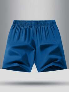 Boys' & Teenagers' Breathable Loose Solid Color Elastic Waist Sports Shorts - Blue - View 2
