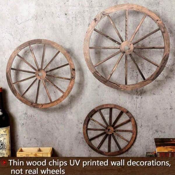 1 pieza/2 piezas/3 piezas Decoración de rueda de carro de madera de 12/10/8 pulgadas, decoración de pared estilo oeste antiguo, decoración rústica de ruedas de carro para granja, colgantes decorativos para jardín, hogar, bar, garaje (marrón oscuro)