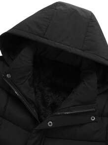 男士保暖内衬厚夹克，男士秋冬户外休闲运动时尚可拆卸连帽厚保暖夹克，适合送给男朋友、丈夫、父亲的礼物 - 黑色 - 查看 8