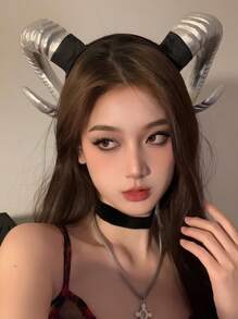 1pc Cosplay Devil Horns Headband - Three Colors To Choose From Horror Devil Horns, Black Gothic Steampunk Party Band, Halloween Decorations - Suitable As Party Role Play Props Witch, Devil Accessories, Headband, Scrunchie Headband