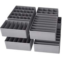 1pc Foldable Drawer Organizer Divider, Fabric Storage Box For Clothes, Underwear, Bras, Ties, Accessories, Socks - Grey - View 4