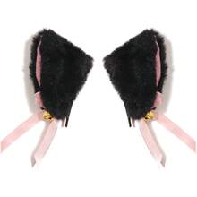 2pcs/Set Bell Cat Ear Faux Fur Cat Ear Hair Clips With Bells, Cat Ear Hair Accessories, Claw Clips, Hair Claws, Clips For Hair, Hair Slide, Hair Barrettes - Multicolor - View 4