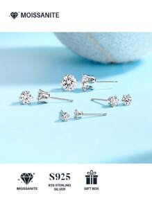 1 对 925 纯银莫桑石耳环，适合母亲节、情人节、结婚纪念日、生日的女性珠宝礼物