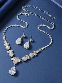 Set de bijuterii elegante și luxoase cu colier și cercei cu coroană, 4/3 buc., potrivit pentru spectacole, nunți cu flori, petreceri de prințesă, ceremonii de premiere, prezentări de modă și alte ocazii, set de bijuterii decorative și accesorii de păr pentru copii, în stil regal la modă.
