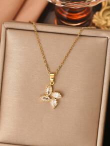 1 chiếc vòng cổ trái tim hoa hồng vàng bằng thép không gỉ, thiết kế sáng tạo, thời trang giản dị thanh lịch, thích hợp cho hàng ngày, tiệc tùng, ngày lễ tình nhân, giáng sinh, quà tặng (Bao bì túi OPP) - Vàng - Xem 4