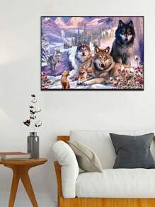 5D DIY Full Diamond Painting Mosaic Animal Series Wolf Pack Art Kit, Diamond Embroidery Cross Stitch Home Decoration Handmade Gift - 彩色 - 查看 1