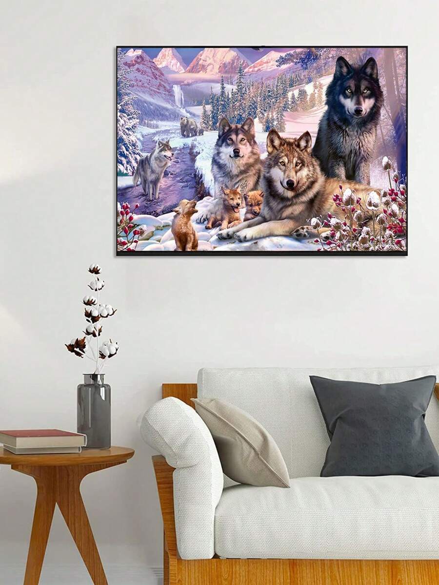 5D DIY Full Diamond Painting Mosaic Animal Series Wolf Pack Art Kit, Diamond Embroidery Cross Stitch Home Decoration Handmade Gift - 彩色 - 查看 1