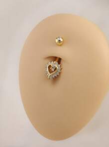 5pcs Stainless Steel Bent Rod Belly Button Rings Set With Sparkly Rhinestone Butterfly Heart Sun Fox Flower Combination Shape Women Belly Chain Pendant Piercing Jewelry Foraily Wear Valentines, Fashion Cubic Zirconia Decor, Belly Button Piercing