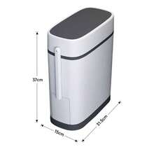 AceHome 14L Slim Plastic Waste Bin With Built-In Toilet Brush - 1 - View 4