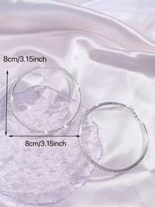 Fashionable Oversized Rhinestone Hoop Earrings For Women, Exaggerated Geometric Round Circle Pendant Earrings - Yellow Gold - View 6