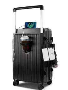 Durable Multi-Function Suitcase, Large Capacity Travel Luggage, Student Business Password Trolley Suitcase, Password Carry-On Luggage - Black - View 1