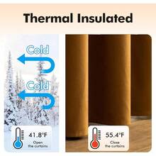 2 Panels Blackout Curtains Solid Soft Grommet Mustard Yellow Thermal Insulated Soundproof Room Darkening Curtains/Drapes/Panels Fall Living Room Bedroom 52 X 90 Inch - Golden Brown - View 5