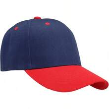 Bulk Lot 12-Pack Adjustable Size Plain Blank Solid Color Baseball Caps - Navy/Red - View 3
