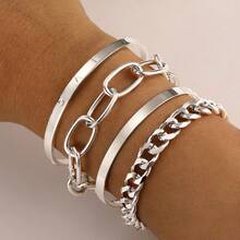 Set de 6 piezas Pulsera de acero inoxidable de moda con diseño retorcido en plata, Set de pulseras para hombres adecuado para uso diario y fiestas