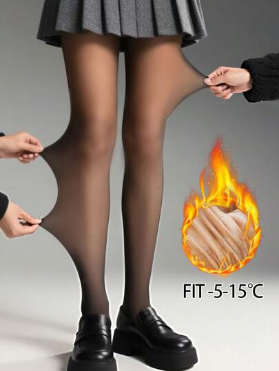 Women's 220g Autumn And Winter Thickened Thermal Pantyhose Stockings Women's Warm High Elasticity Translucent High Waist Translucent Sexy Pantyhose Nylon Tights, Thermal Lined Warm Tights, High Elastic Pantyhose, E-Girl