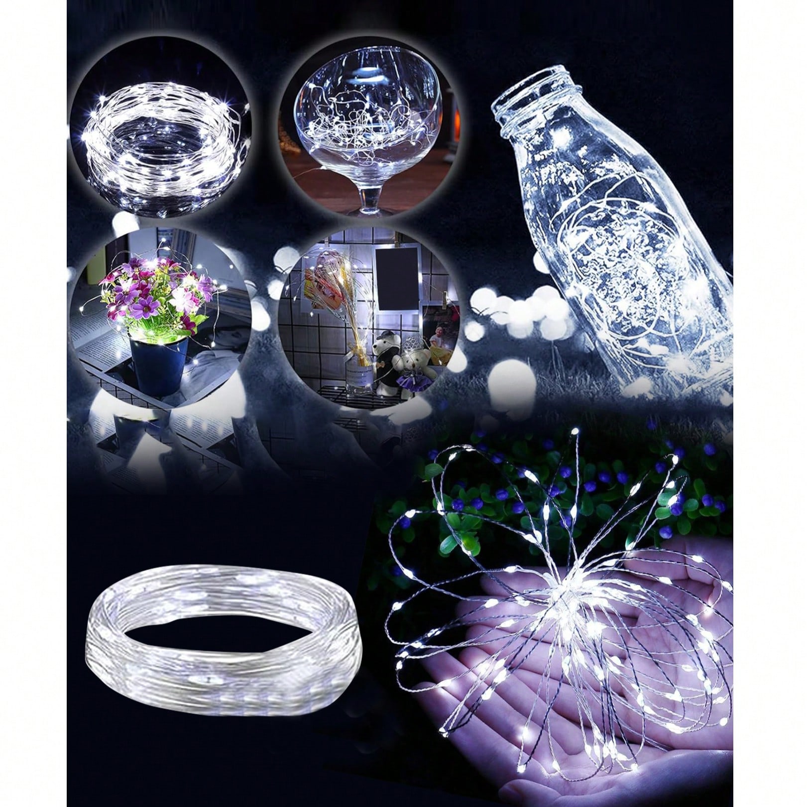 16Pcs LEDs Fairy String Lights78.74inch,LED Waterproof Fairy Lights,Battery Powered LED Fairy String Lights,Starry , String LightsTwinkle Lights Battery Mini Lights Small LED Light String Waterproof Silver Wire For Indoor Mason Jar DIY Wedding Christmas Decorations